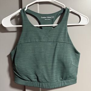 Outdoor Voices Move Free Crop Top Padded Bra Tech Sweat Green Medium Active Gym